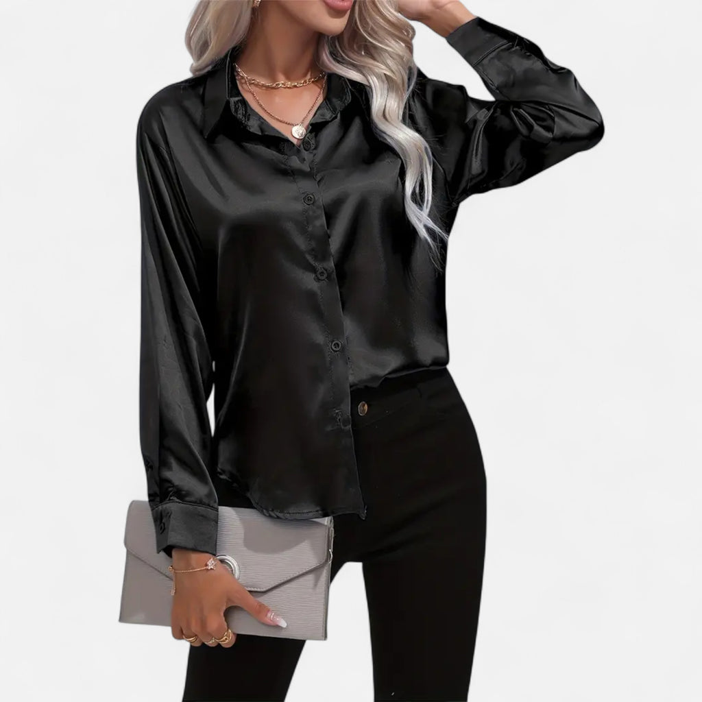 Belavoire | Women’s Satin Lace-Up Blouse Elegance