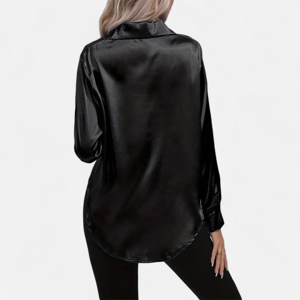 Belavoire | Women’s Satin Lace-Up Blouse Elegance