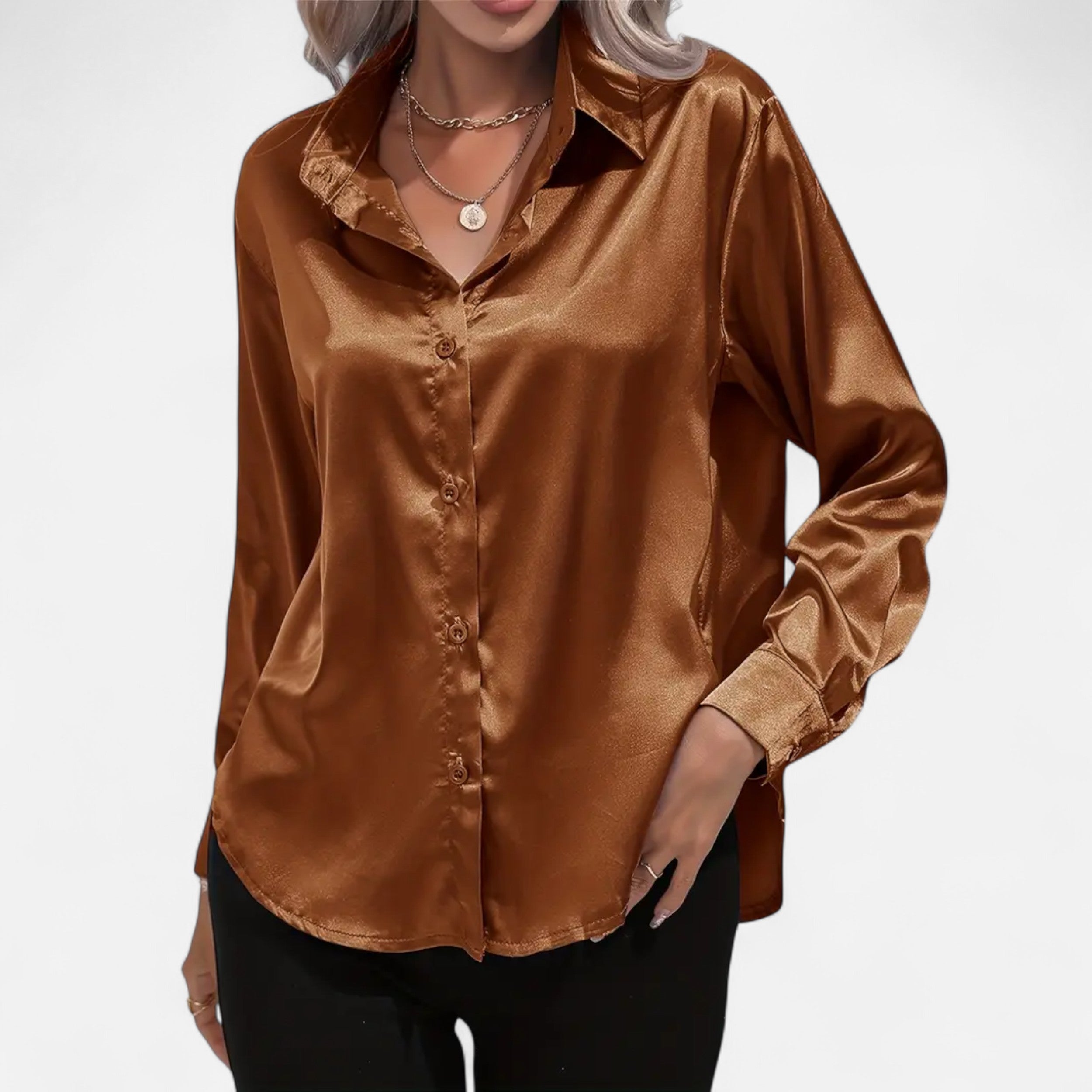 Belavoire | Women’s Satin Lace-Up Blouse Elegance