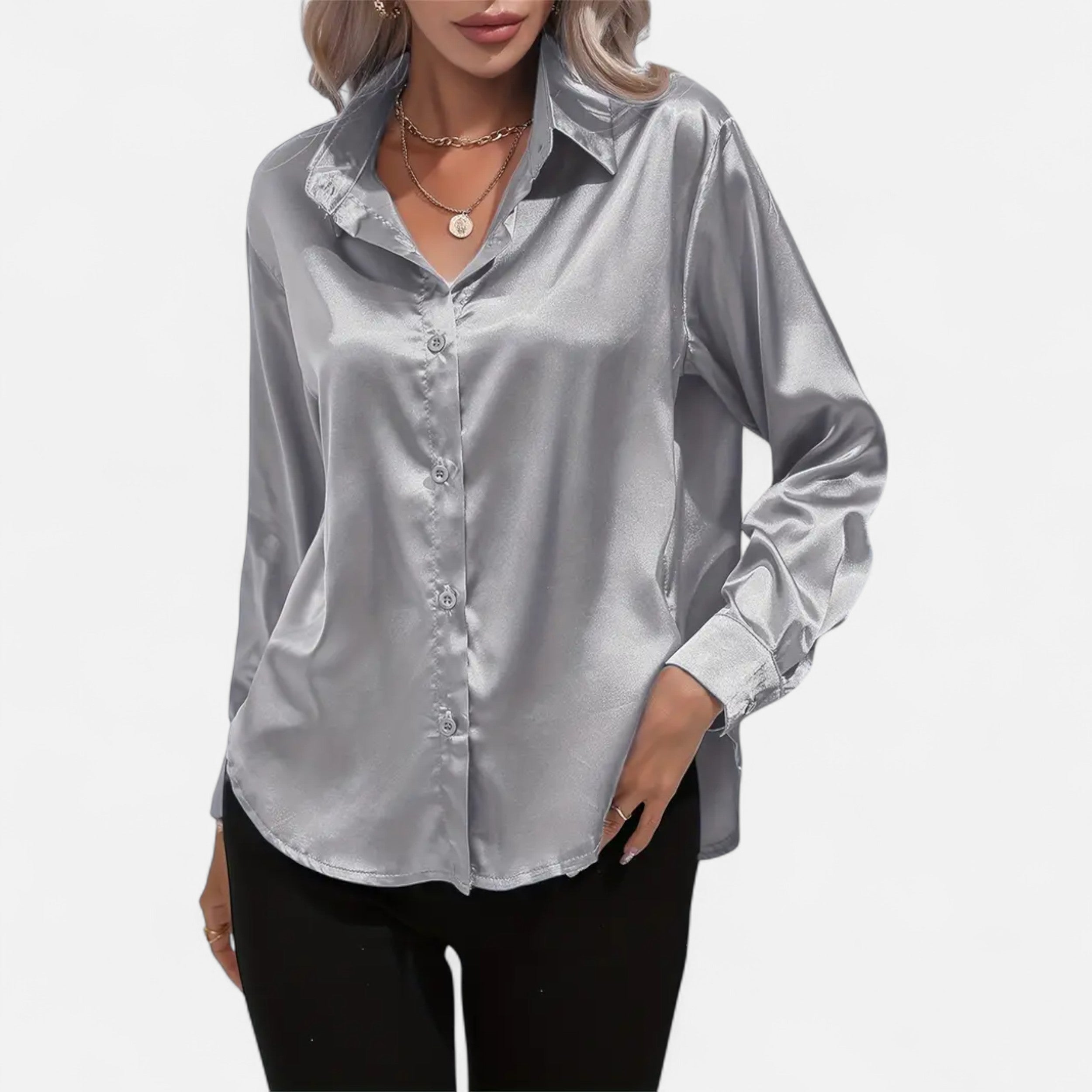 Belavoire | Women’s Satin Lace-Up Blouse Elegance