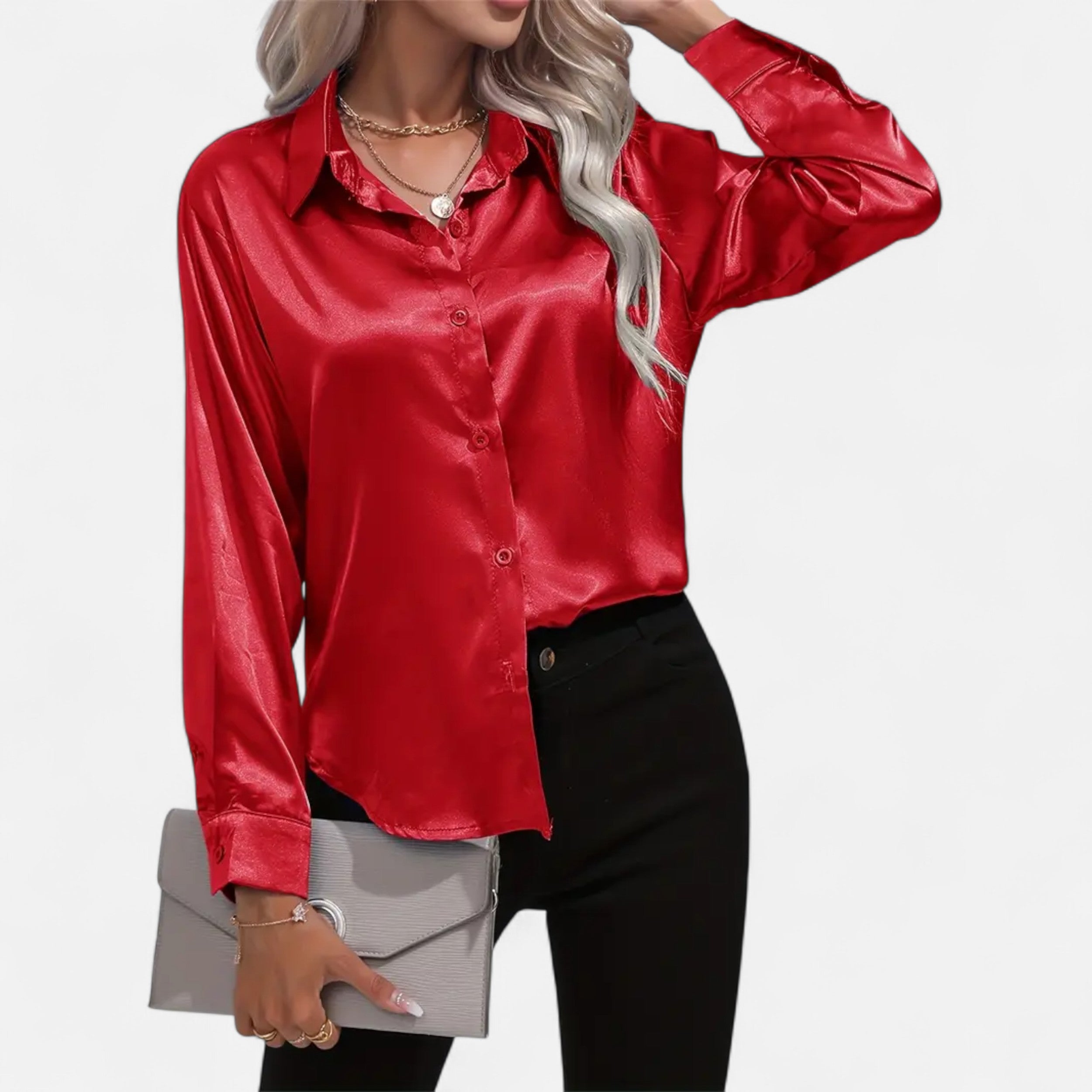 Belavoire | Women’s Satin Lace-Up Blouse Elegance