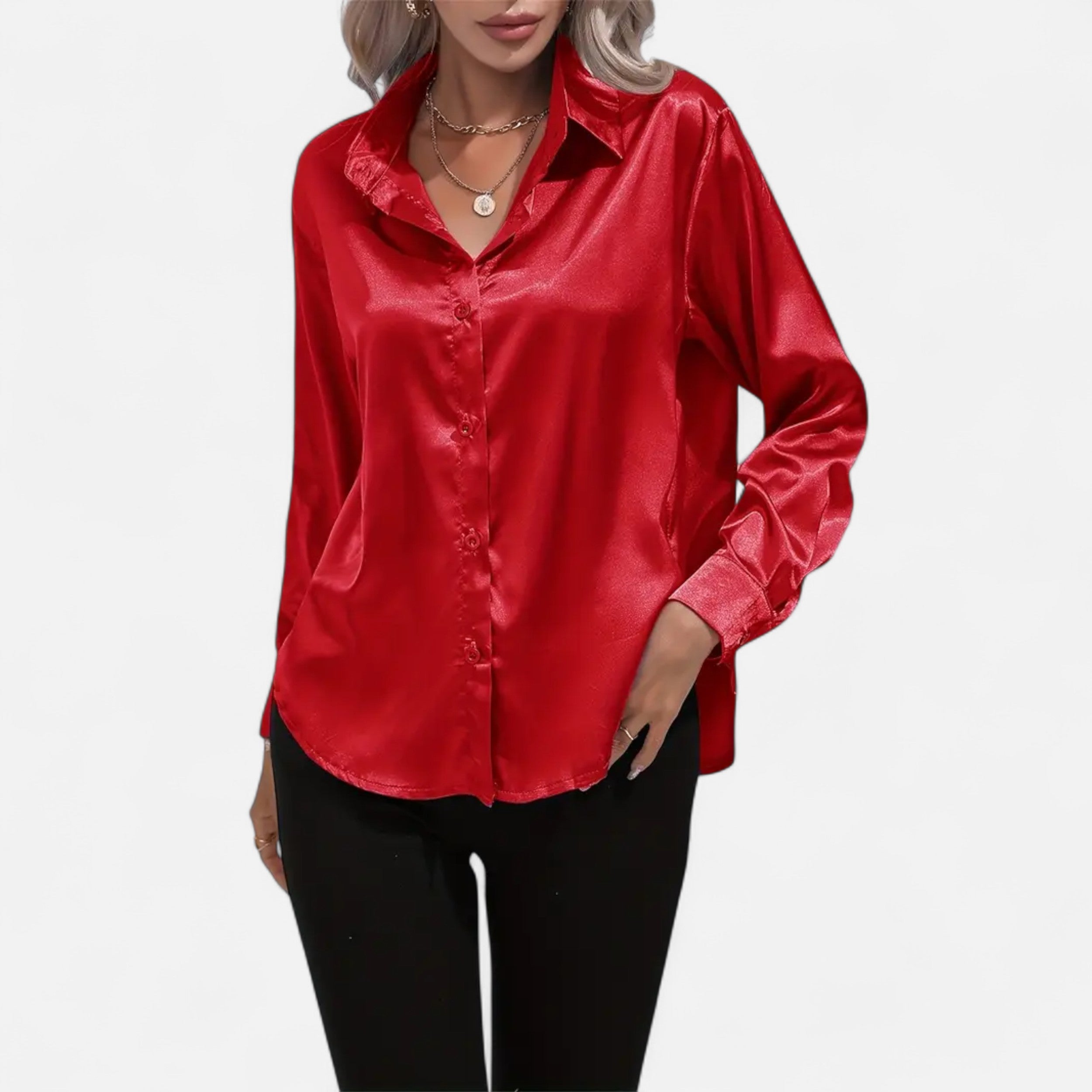 Belavoire | Women’s Satin Lace-Up Blouse Elegance