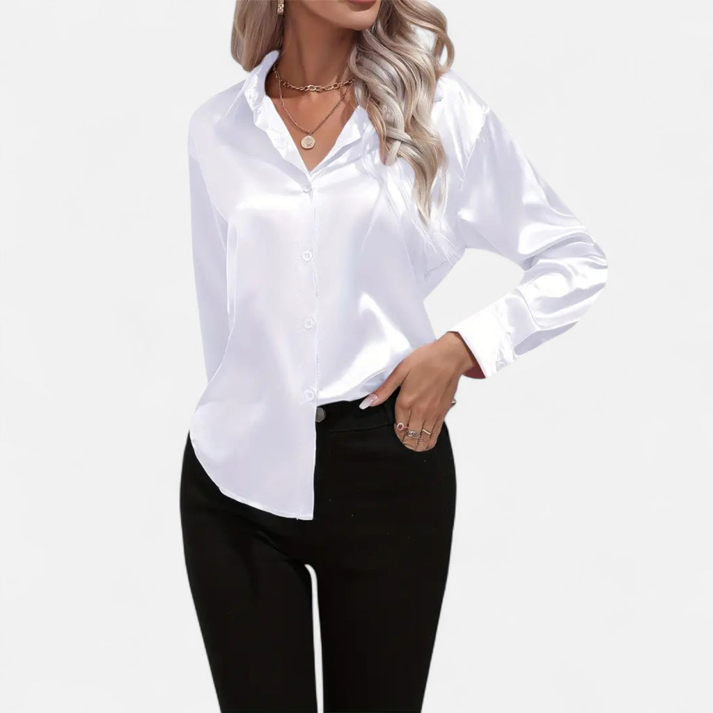 Belavoire | Women’s Satin Lace-Up Blouse Elegance