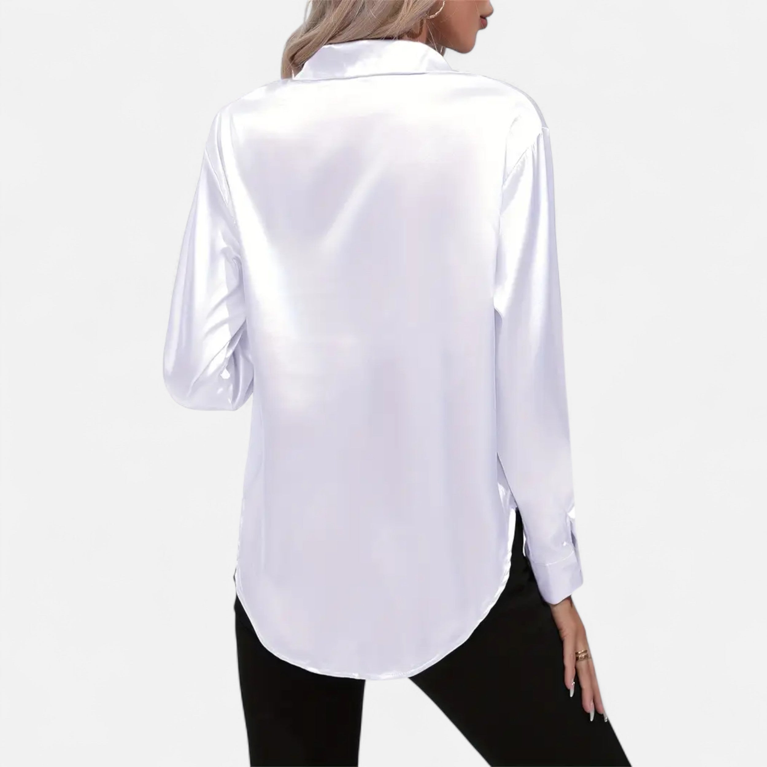 Belavoire | Women’s Satin Lace-Up Blouse Elegance