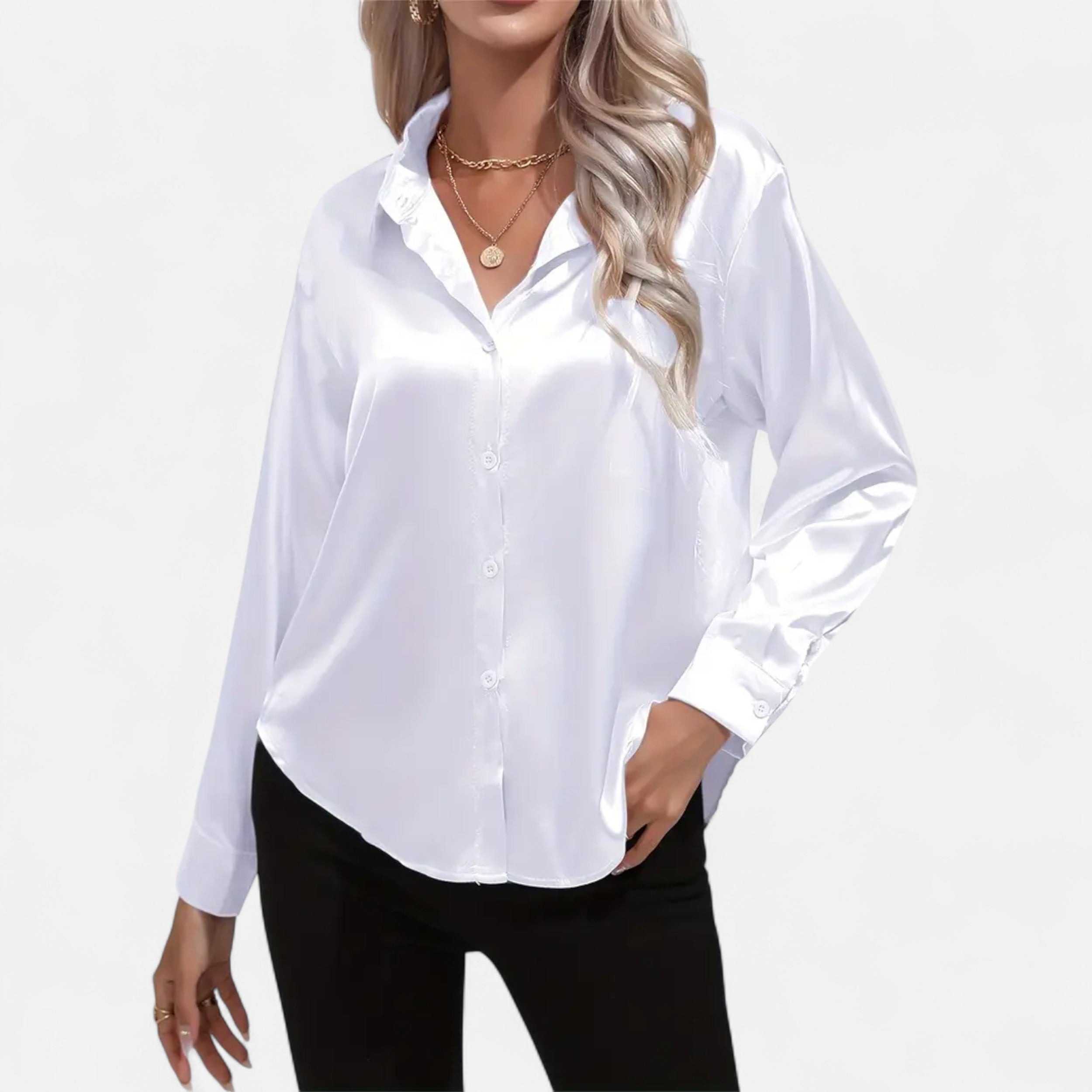 Belavoire | Women’s Satin Lace-Up Blouse Elegance