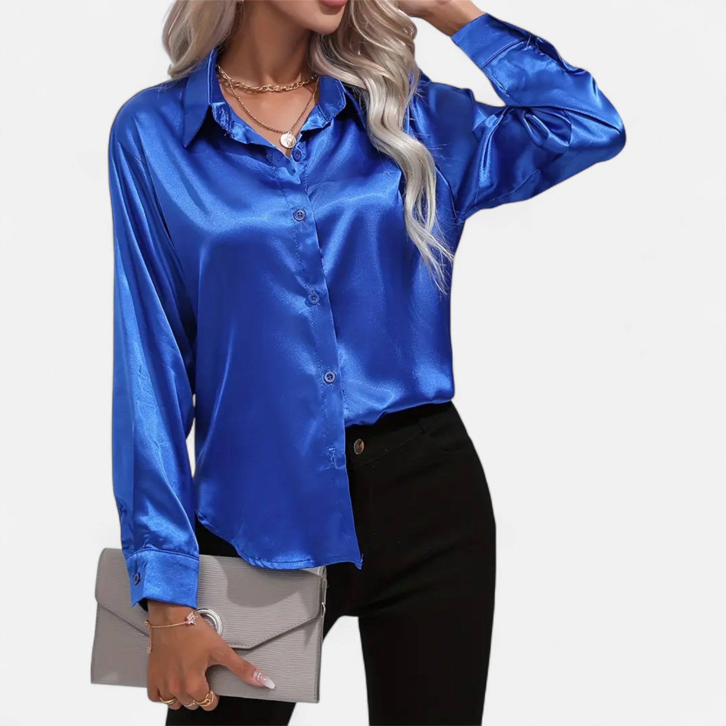 Belavoire | Women’s Satin Lace-Up Blouse Elegance