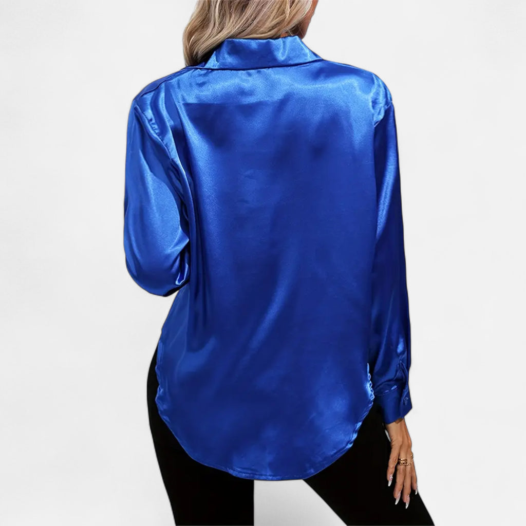 Belavoire | Women’s Satin Lace-Up Blouse Elegance