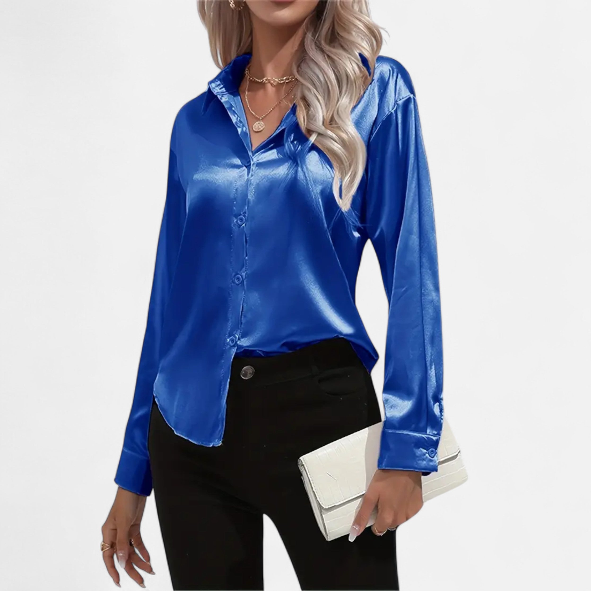 Belavoire | Women’s Satin Lace-Up Blouse Elegance