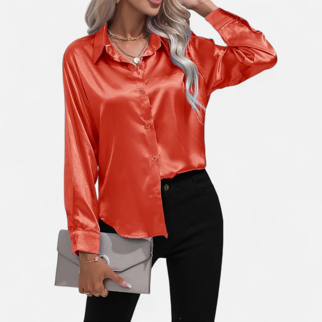 Belavoire | Women’s Satin Lace-Up Blouse Elegance