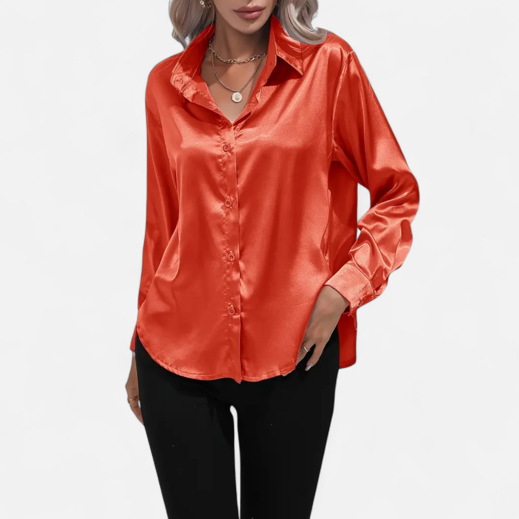 Belavoire | Women’s Satin Lace-Up Blouse Elegance