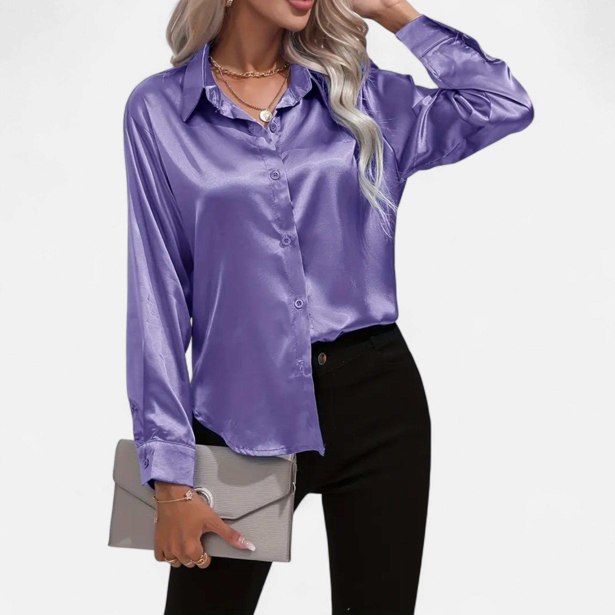 Belavoire | Women’s Satin Lace-Up Blouse Elegance