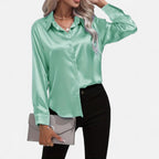 Belavoire | Women’s Satin Lace-Up Blouse Elegance