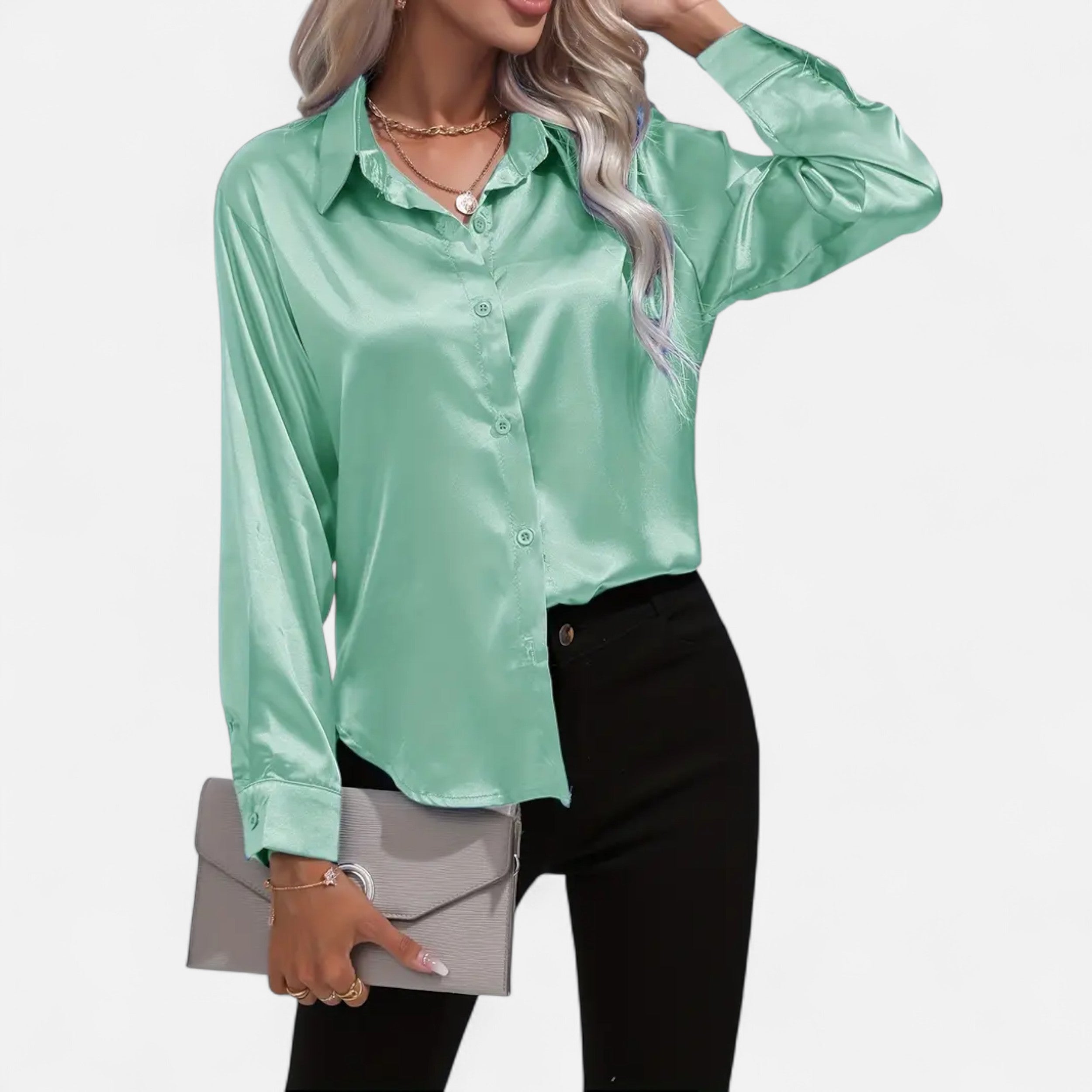 Belavoire | Women’s Satin Lace-Up Blouse Elegance