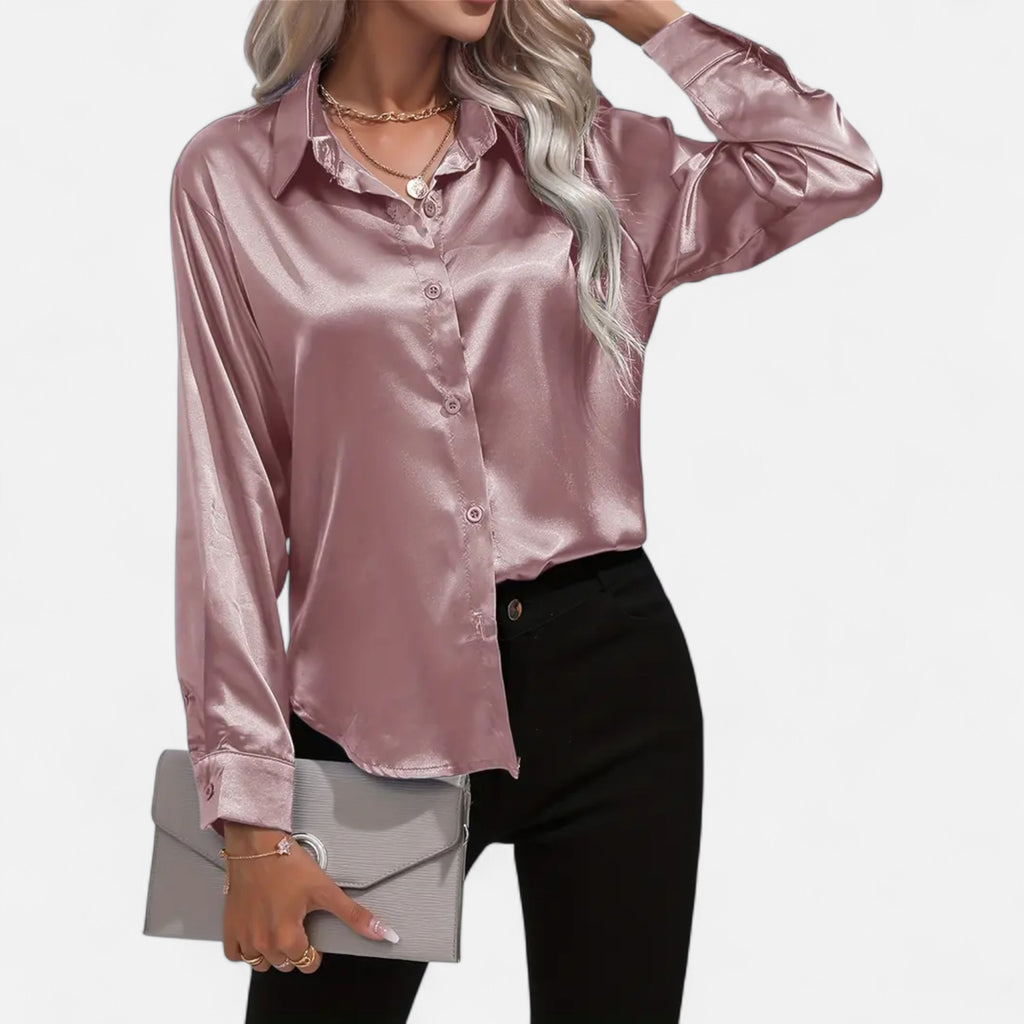 Belavoire | Women’s Satin Lace-Up Blouse Elegance