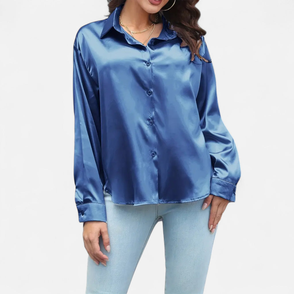 Belavoire | Women’s Satin Lace-Up Blouse Elegance