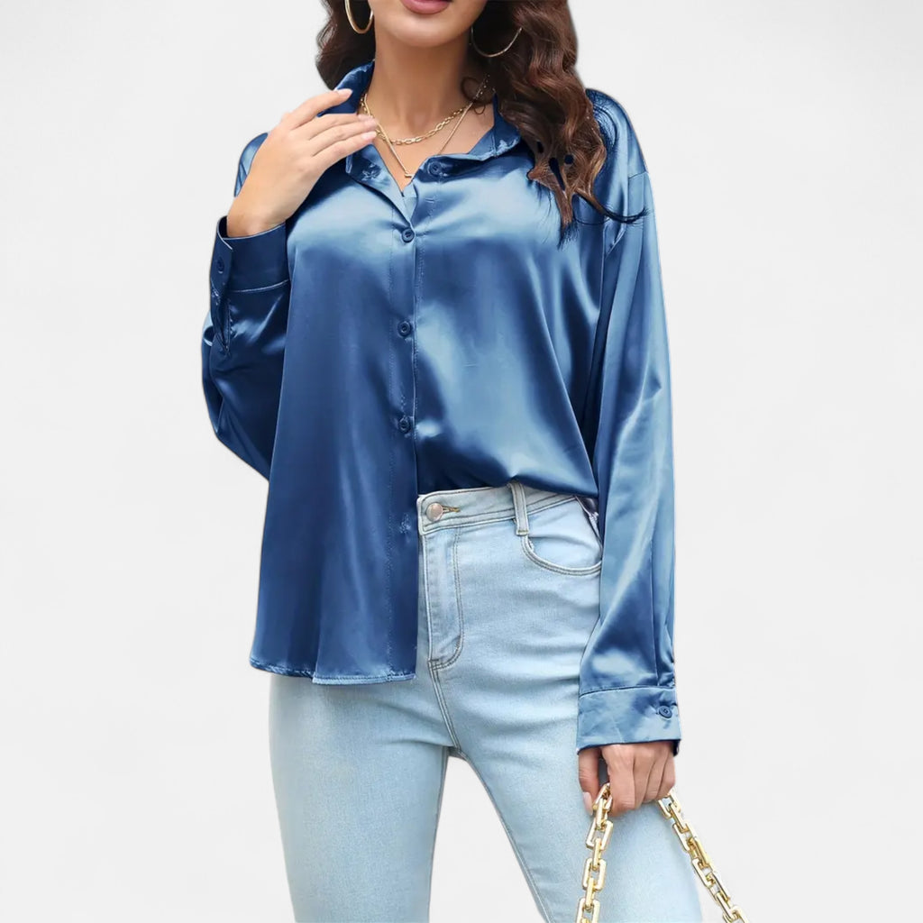 Belavoire | Women’s Satin Lace-Up Blouse Elegance
