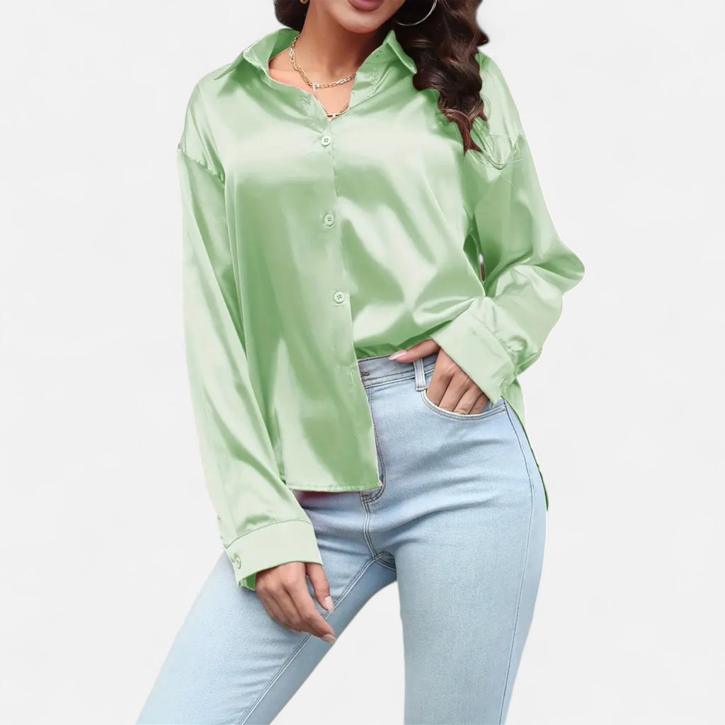 Belavoire | Women’s Satin Lace-Up Blouse Elegance