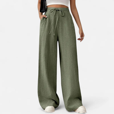 Belavoire | Women’s High-Waist Drawstring Wide-Leg Trousers