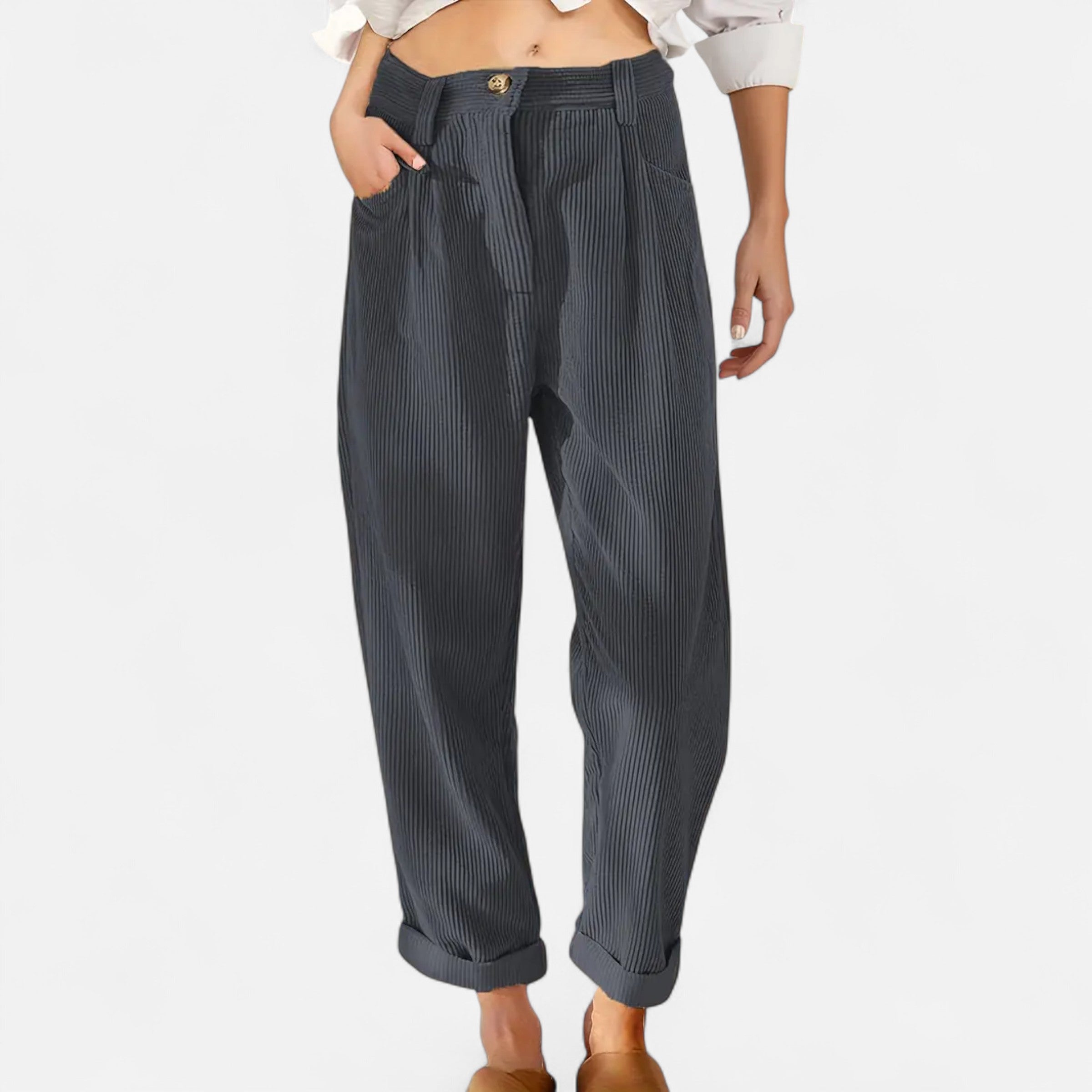 Belavoire | Women’s High-Waist Corduroy Trousers Classic