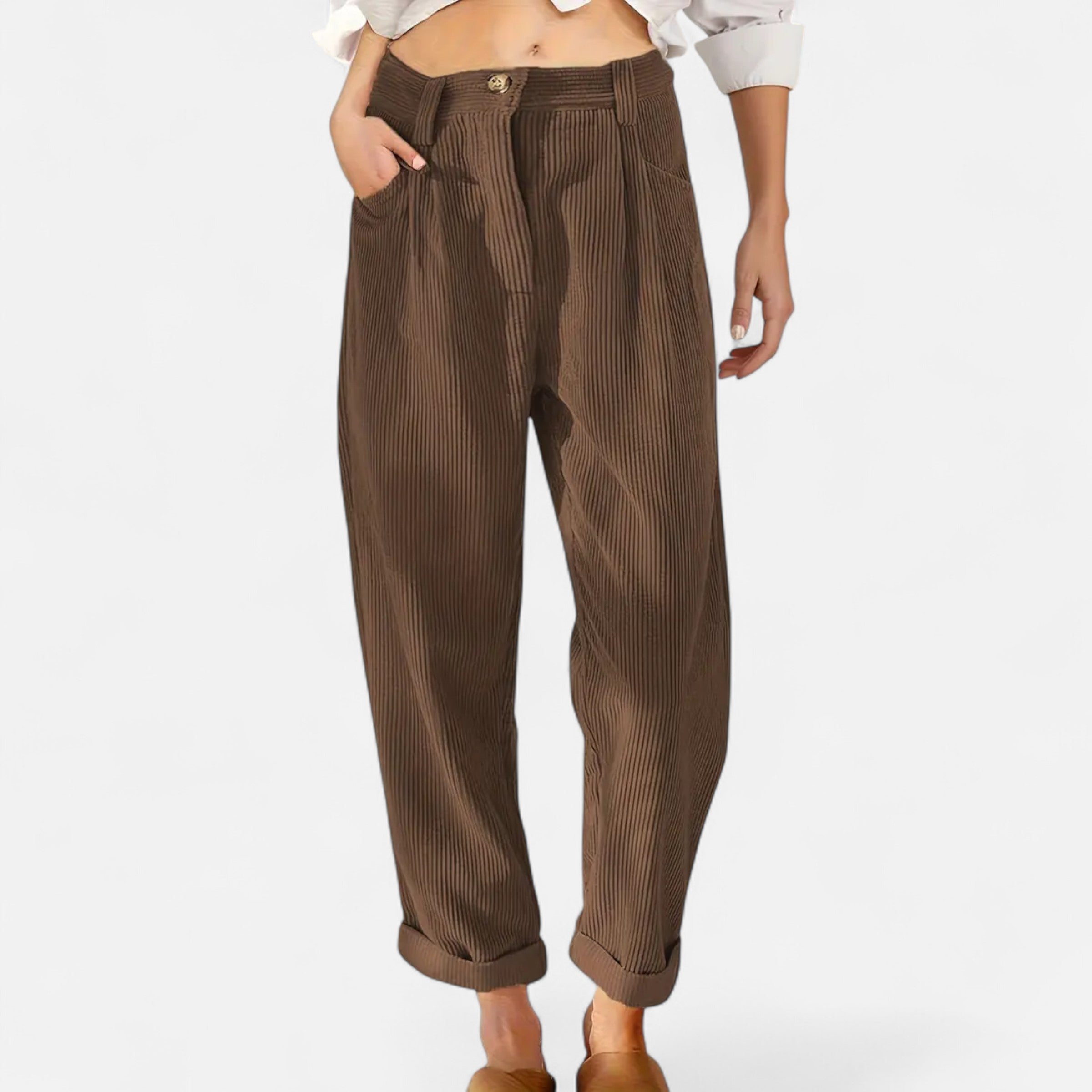 Belavoire | Women’s High-Waist Corduroy Trousers Classic