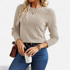 Belavoire | Women’s Elegant Ribbed Long Sleeve Shirt
