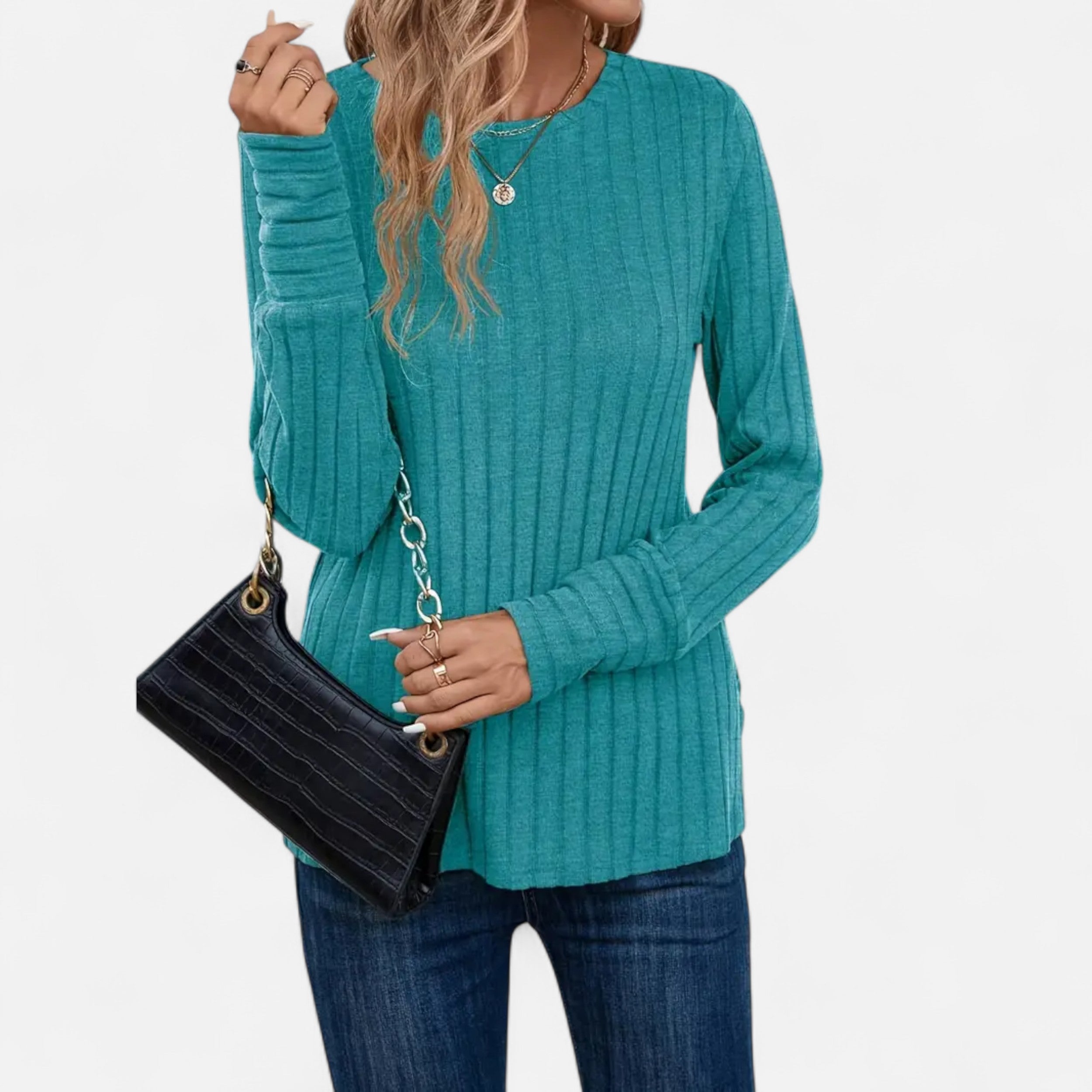 Belavoire | Women’s Elegant Ribbed Long Sleeve Shirt